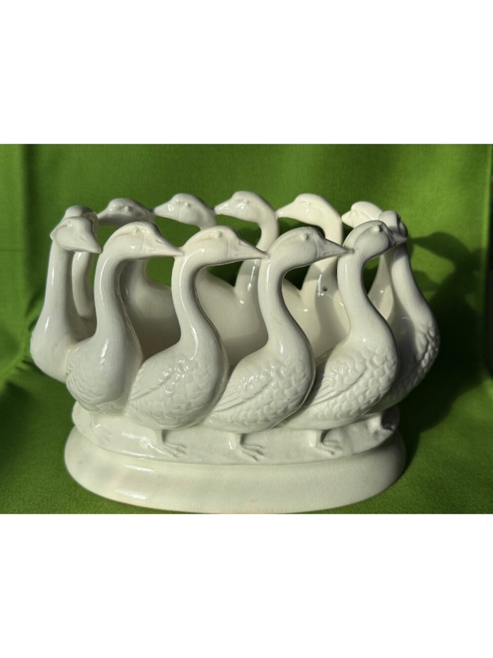 Lenwile Ardalt Artware "Circle of Geese" White Planter Centerpiece Mid-Century